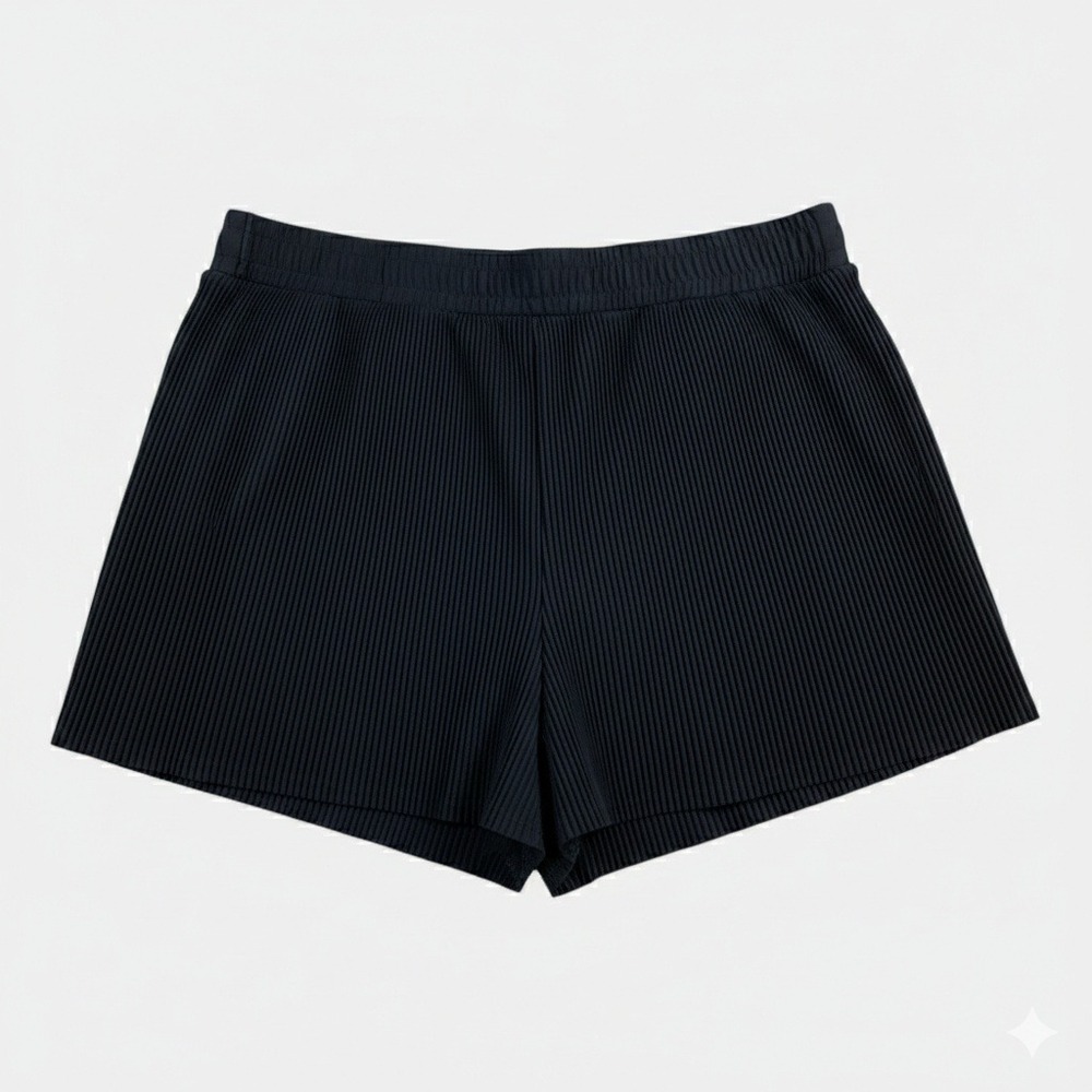 All In Motion Womens Size XXL Black Ribbed Knit Athletic Lounge Pull On Shorts